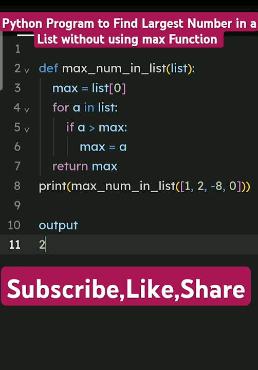 Python Program to Find Largest Number in a List without using max ...