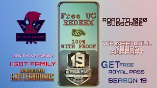 Free Season 19 ROYAL PASS | Free UC Redeem With 100% Proof | PUBG Mobile | E - GUN Gaming screenshot 1