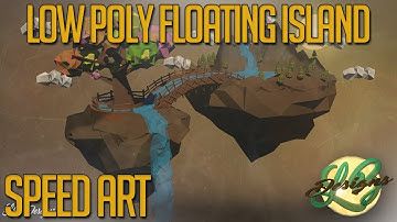 CRAZY FLOATING ISLAND | Low Poly Speed Art | Cinema 4D & Photoshop
