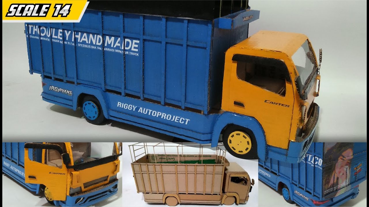 MEMBUAT MINIATUR TRUCK CANTER HDL MBOIS TERPAL KOTAK || HANDMADE