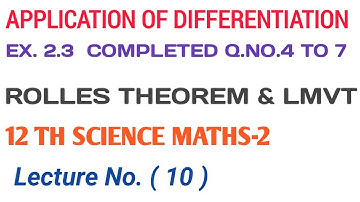 No. 10 Application of Differentiation Ex. 2.3 ||12th SCIENCE - MATHS-2 || New Syllabus 2020||