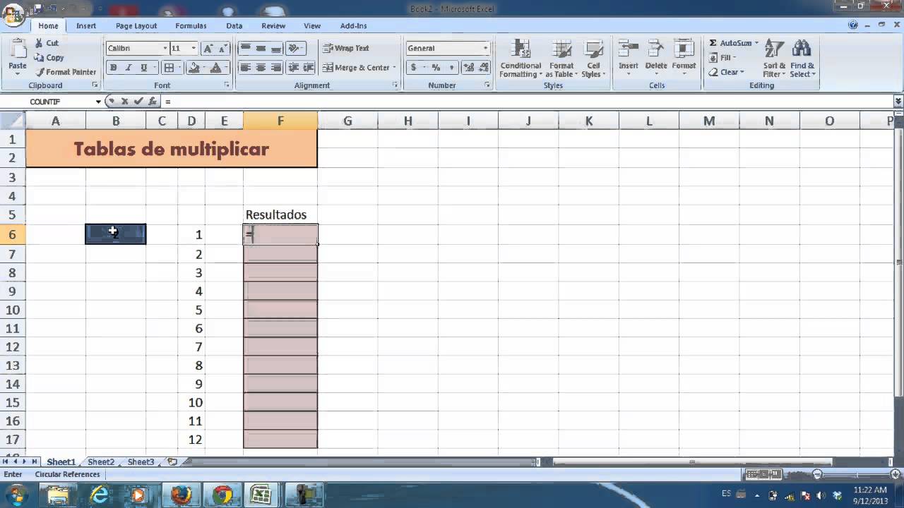 Referencias absolutas y relativas de celda   tablas de multiplicar