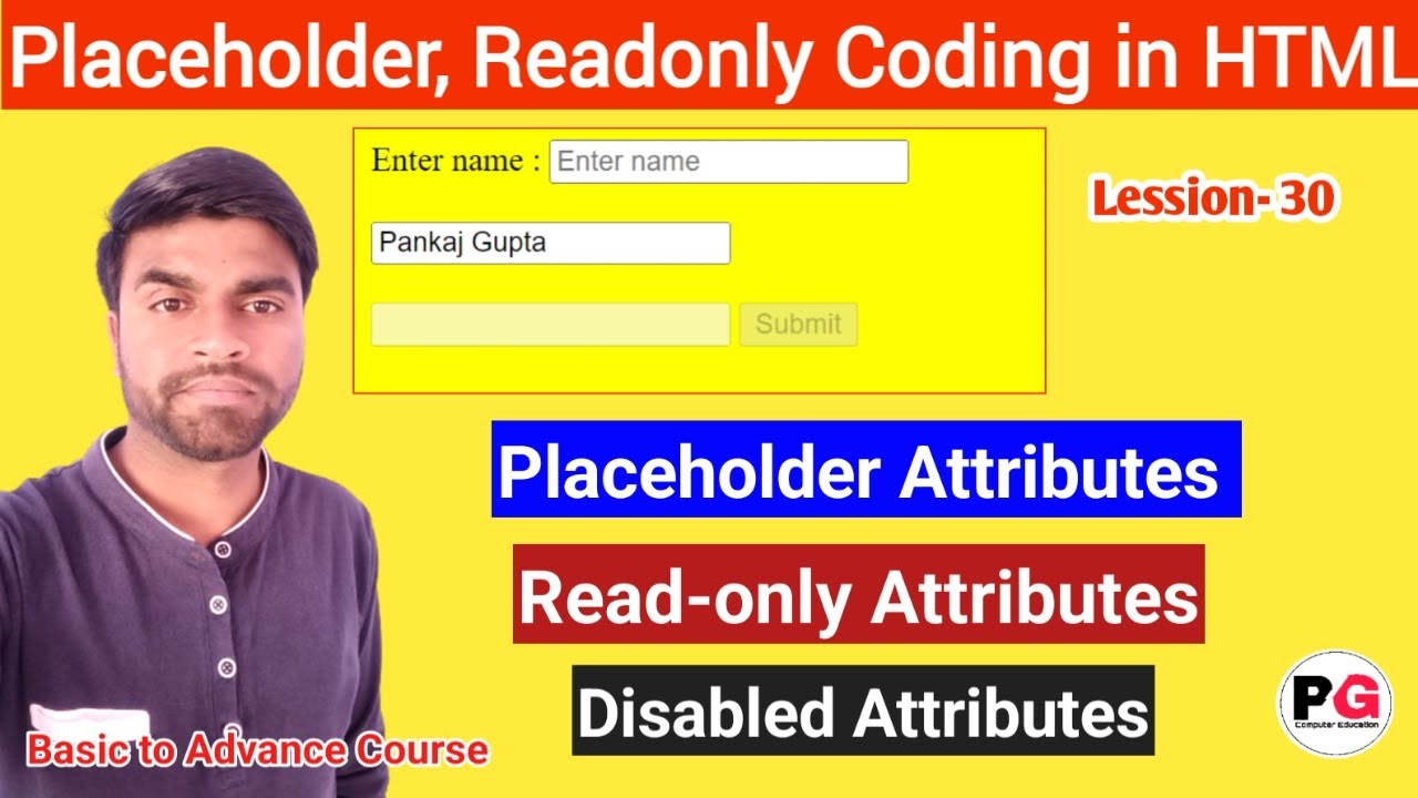 Placeholder Readonly Disabled Attributes Coding in Html || How to ...