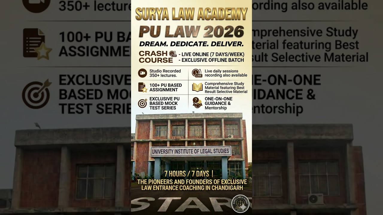 BEST PU LAW ENTRANCE COACHING IN CHANDIGARH SURYA LAW ACADEMY CHANDIGARH