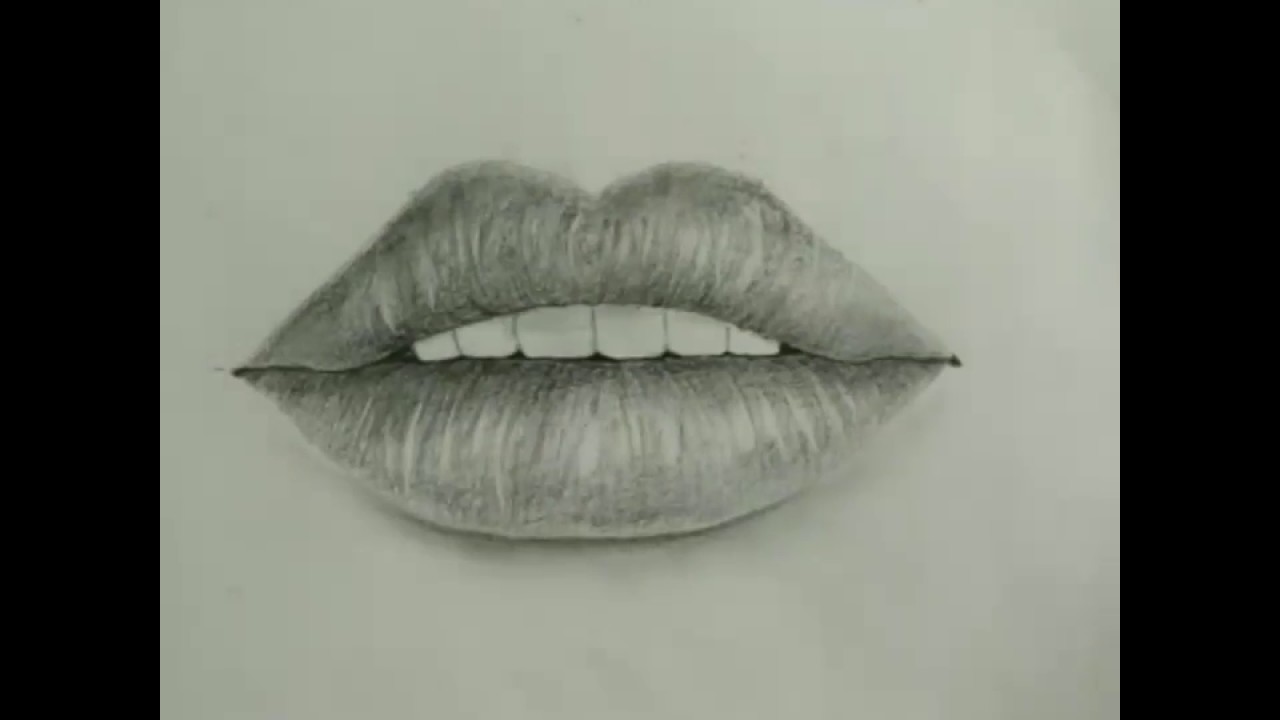 How to draw easy and simple realistic LIPS for beginners - YouTube