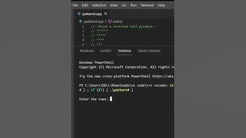 C++ program to print inverted half pyramid| star pattern| #shorts #cpp #code