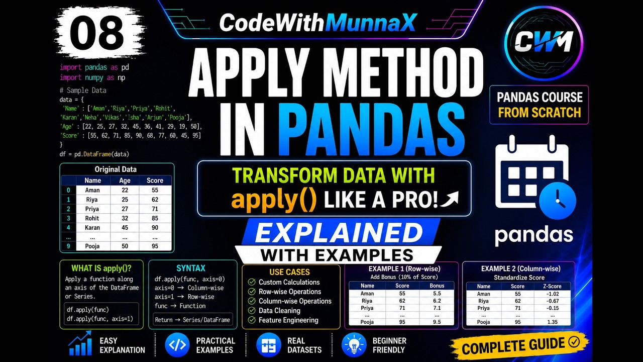 08. Pandas Course| apply() Method Explained from Scratch