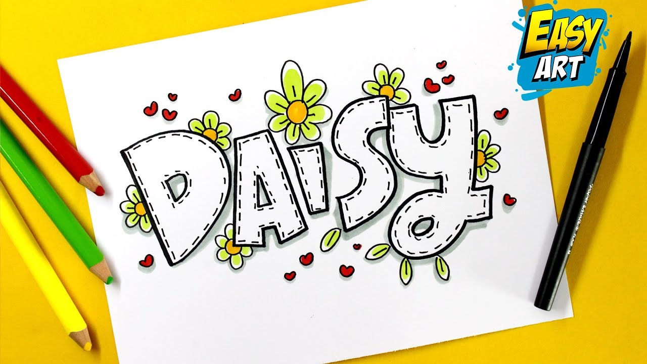 Como DIBUJAR el Nombre Daisy en 3D Dibujos letras en 3D Dibujar