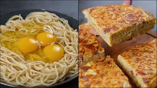 SPAGHETTI OMELETTE RECIPE | NEW RECIPE OF MAKING SNACKS | NOODLES CHEESE OMELETTE | N'Oven Foods