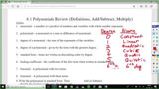 Polynomials Test Review Part 1