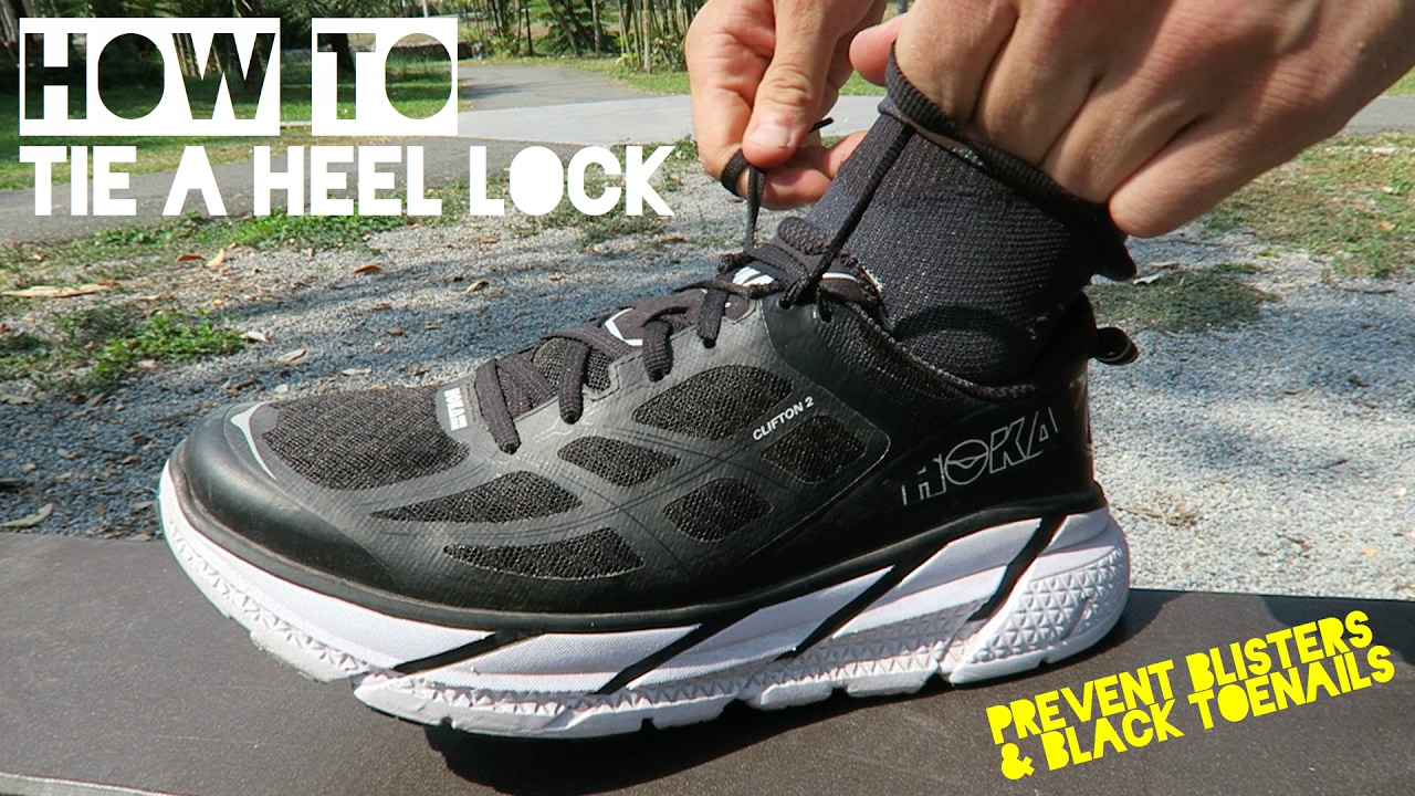 tying running shoes heel lock