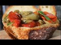 Melanzane e Pane RUSTICO  E MELANZANE verdure arrostite con il pane RICETTA POVERA  bruschetta pane