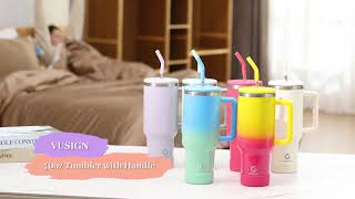 VUSIGN 40 oz Tumbler with Handle and Straw Lid, Stainless Steel Vacuum Insulated Tumble