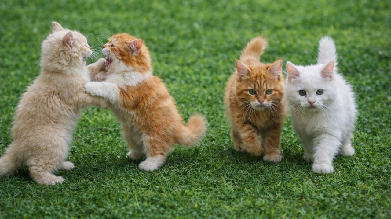 Cute Baby Kittens Playing on Green Grass 🐱🌿 | Relaxing Cat Sounds | Adorable Kitten Moments