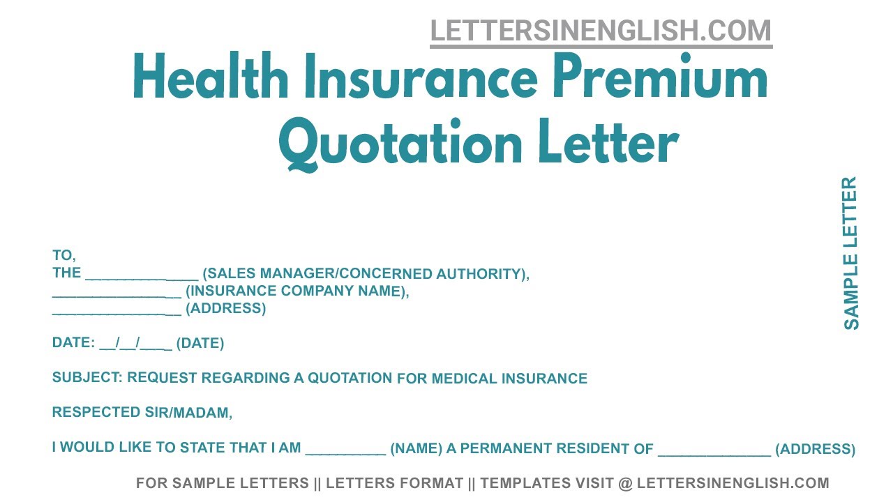 Health Insurance Premium Quotation Letter Letter For Health Insurance