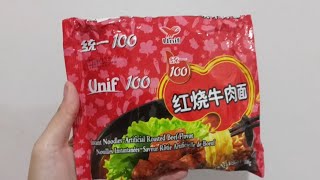 Review Unif 100 Instant Noodle Artificial Roasted Beef Flavor (Harga Rp14.000 di Farmers Market)