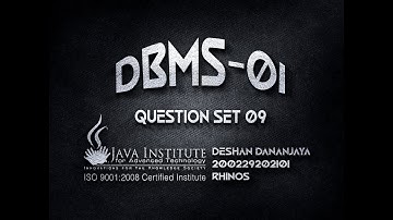 Question Set 09 | Database Management System | Java institute for Advanced Technology.