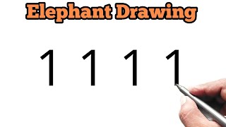 Elephant Drawing from number 1111 | Easy Elephant drawing for beginners | Number drawing screenshot 5