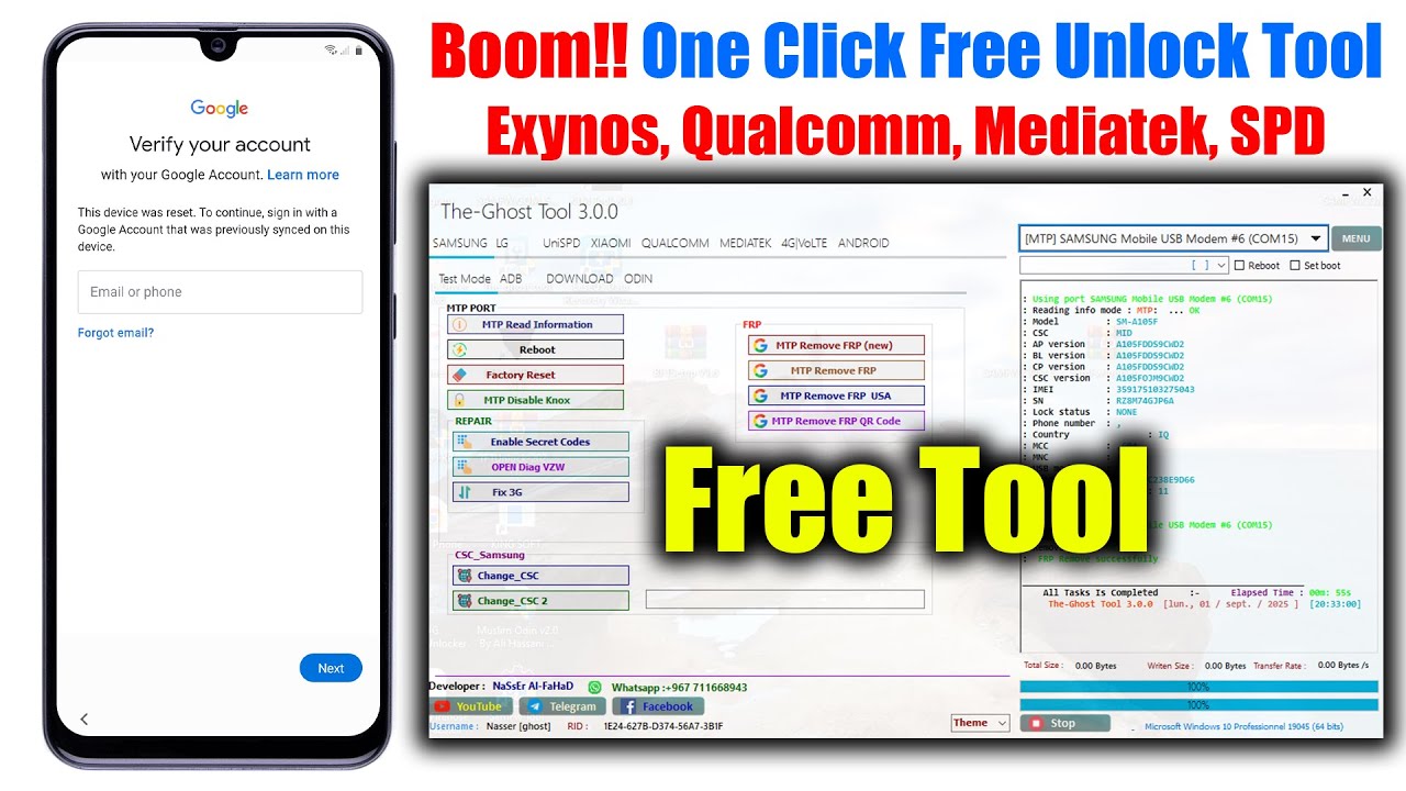 Samsung FRP Tool 2025, Google Account Remove Android 13/14/15 | FRP Bypass