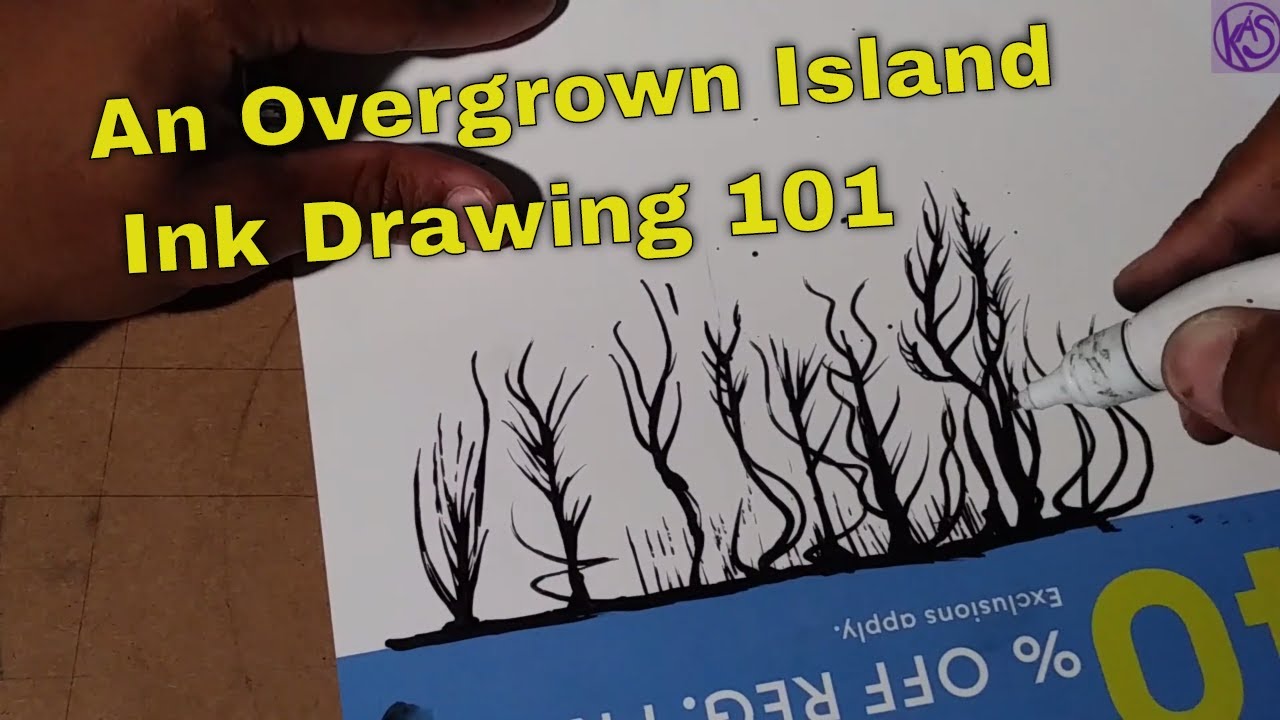 An island of overgrown Ink | Ink Drawing 101