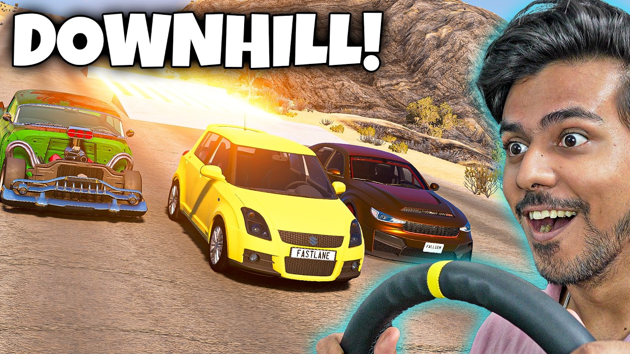 LASER DOWNHILL vs RANDOMIZED CARS | BEAMNG