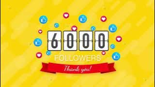 6k followers, Thank You, social sites post. Thank you followers congratulation card. Motion