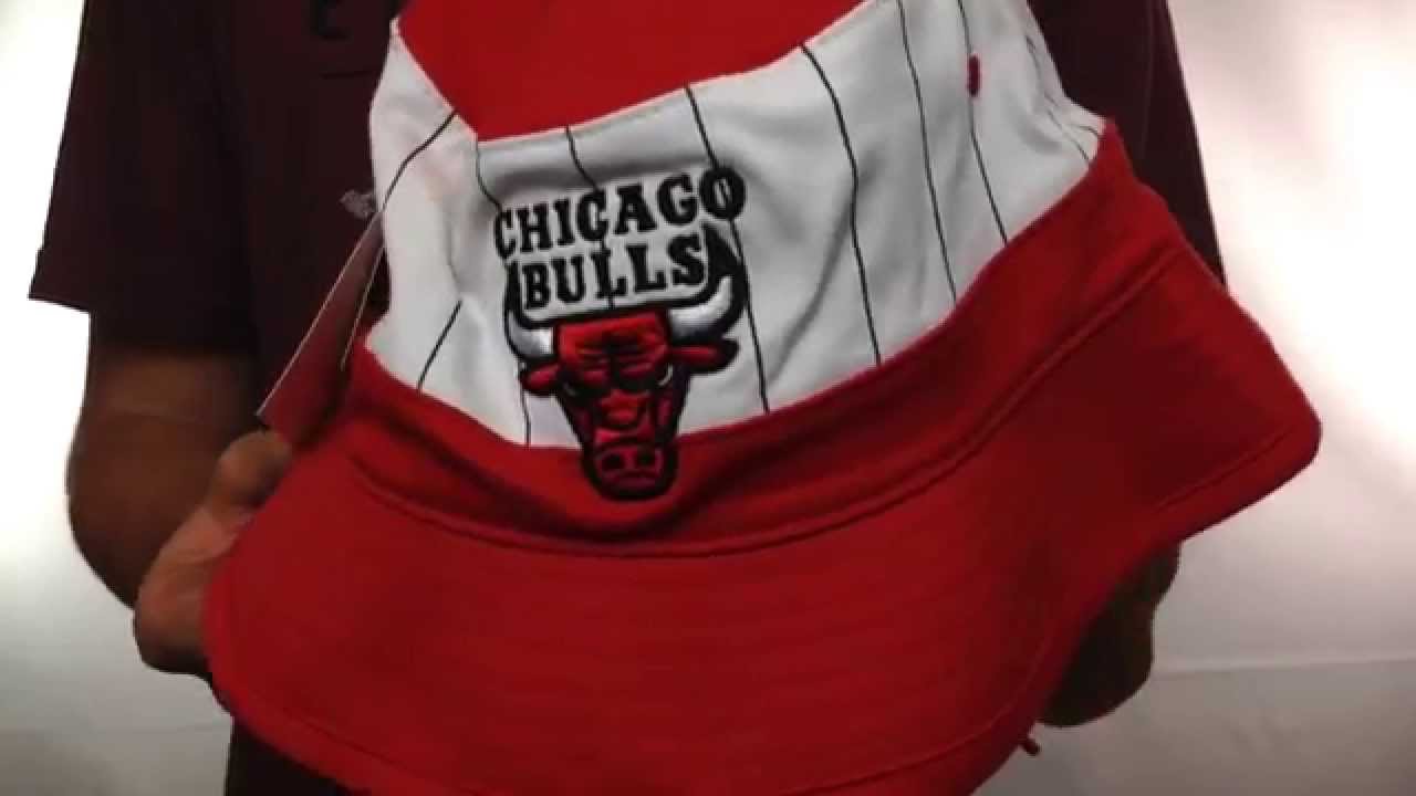 Bulls 'MID-PINSTRIPE BUCKET' Red-White Hat by Mitchell and Ness - YouTube