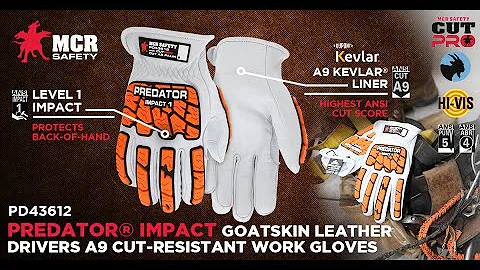 MCR Safety Predator PD43612 Mechanics Gloves ANSI A9 Cut Resistant