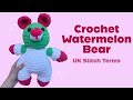 Crochet watermelon bear tutorial  left handed tutorial  free amigurumi pattern  thisfairymade