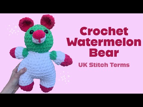 Crochet Watermelon Bear Tutorial | Left Handed Tutorial | Free Amigurumi Pattern | thisfairymade (video tutorial)