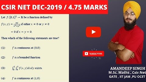 Dec 2019 / CSIR NET / Function of several variables/Real analysis / 4.75marks / By Amandeep Singh