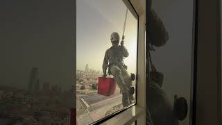 Nepali. Team  . Kuwait 🇰🇼 Rope access. External Glass cleaning at height.