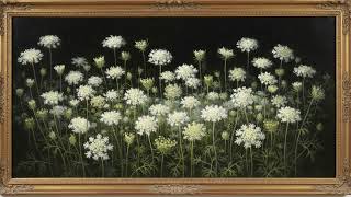 Soft White Wildflower Meadow | Vintage Floral Art 4K Gold Frame TV Art with Relaxing Music screenshot 3