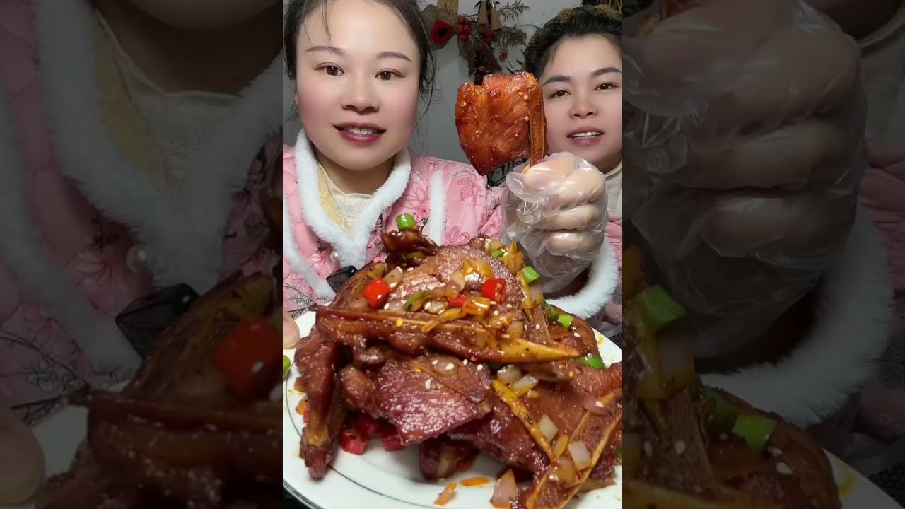 Yummy Spicy Food Mukbang 😋 Eating Crispy Fried Pork with Sour Picked Lime Chicken Soup 🌶🍋 