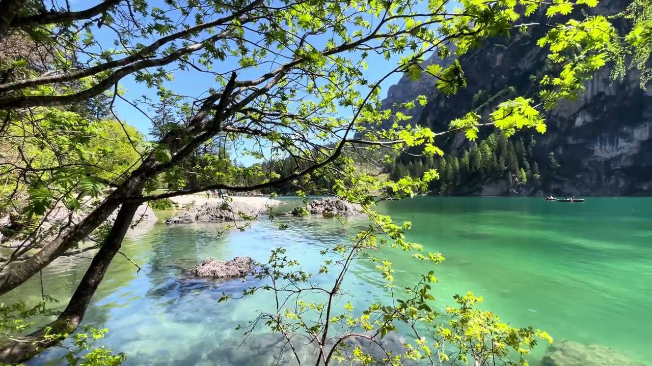 Beatifull lake in Italy. Di Braies Lake.