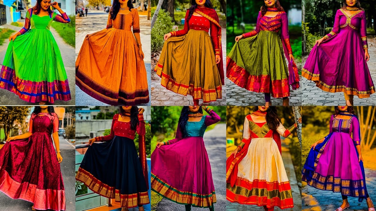 Old Back Neck New Saree Dress Design Latest Silk Gown Design Ideas 2022 || Saree  Pattern