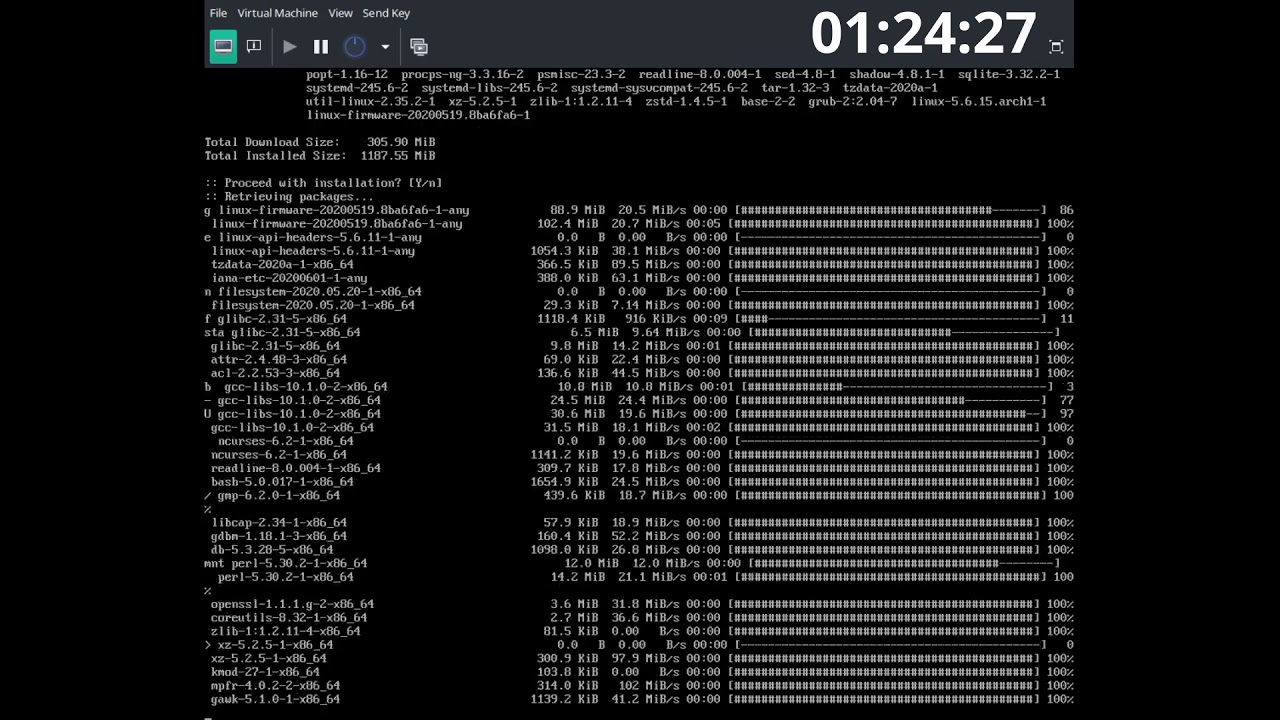 Arch linux installation any% speedrun (02:16.083) OLD! - YouTube