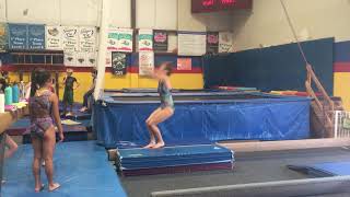 Split jump back tuck- low beam full stack