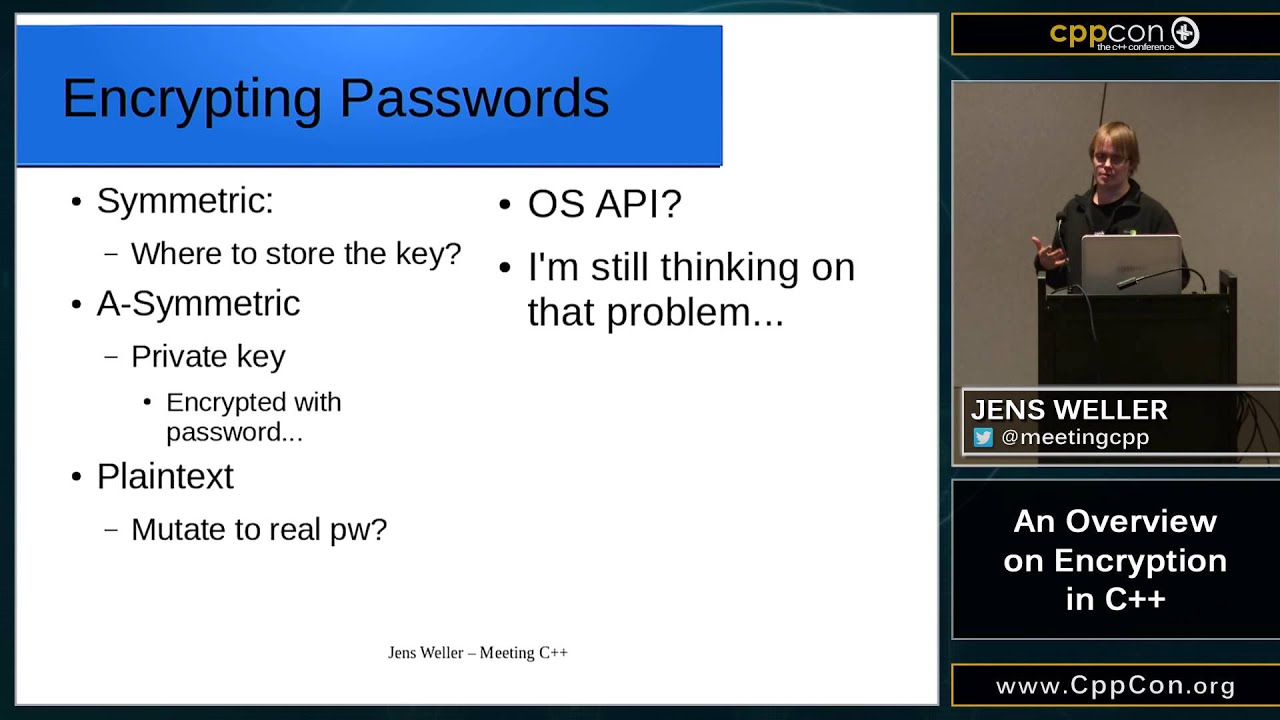 CppCon 2015: Jens Weller “An Overview on Encryption in C++"