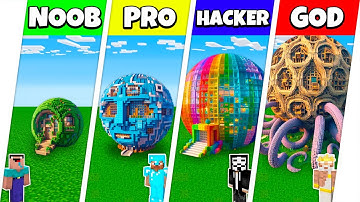 Minecraft Battle: NOOB vs PRO vs HACKER vs GOD: INSIDE SPHERE HOUSE BASE BUILD CHALLENGE / Animation