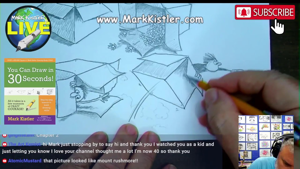 Mark Kistler LIVE! Episode 123: Let's draw Flowers In Boxes! Day 11 of  365 