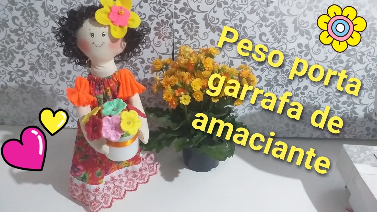 Boneca Peso de porta com garrafa de amaciante