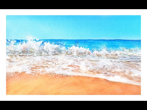 watercolor painting for beginners easy and simple】水彩教学海滩的