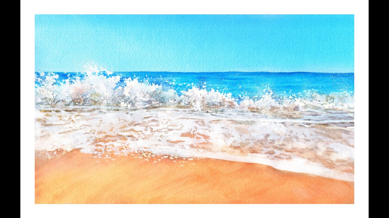 watercolor painting for beginners easy and simple】水彩教学海滩的