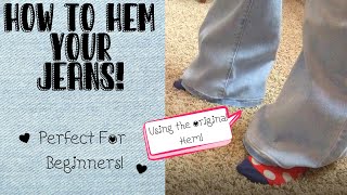 How to Hem Your Jeans with Original Hem!~Altering Jeans~ Shorten Jeans~Pomchi Productions