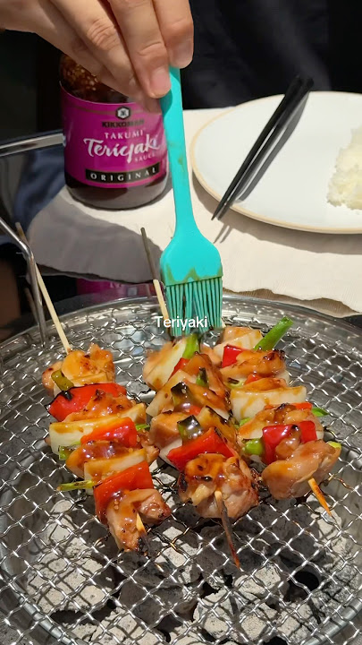 #ad BBQ chicken skewer made w/ @kikkomanusa Teriyaki Takumi sauce Recipe in bio #cookingwithkikkoman