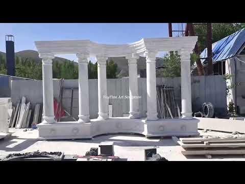 Curved Roman marble colonnade gazebo