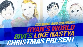 Ryans World Gives Christmas Present to Like Nastya Drawing and Coloring DJTL E028