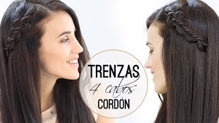 Peinados con trenzas  Trenza 4 cabos de cordón