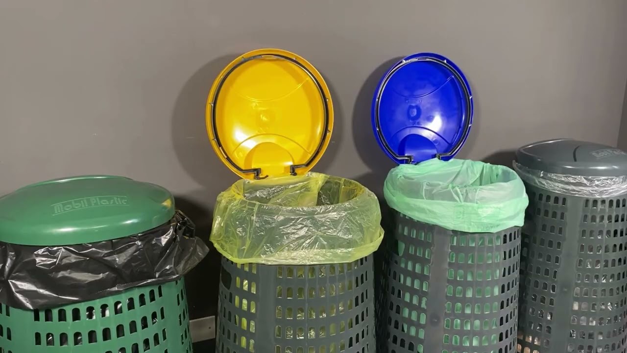 Set 2 Trespidi Porta Rifiuti 110L - Bicolor Grigio Con Coperchi Blu E Verde - Foto 2